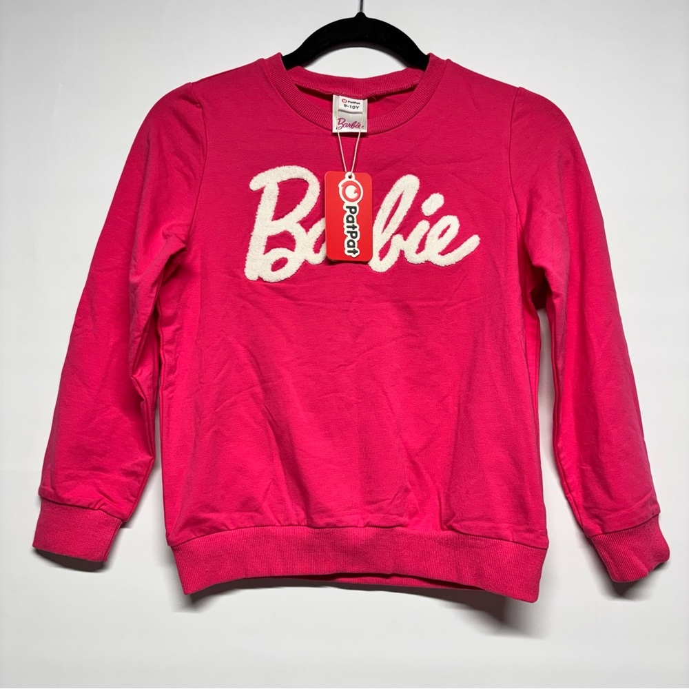 ✨PatPat Pink Barbie Embroidered Letter Sweatshirt Long Sleeve Size 9-10Y